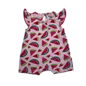 Chick Pea 0-3M Pink Watermelon Print Baby Romper